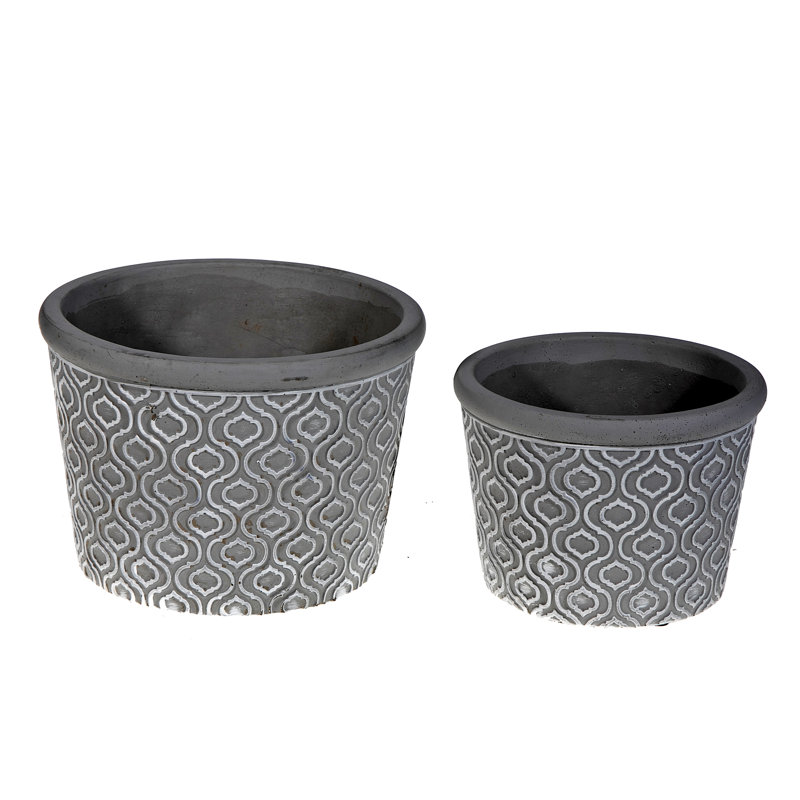 Jardinière ronde en ciment 2 pièces (gris diamant)