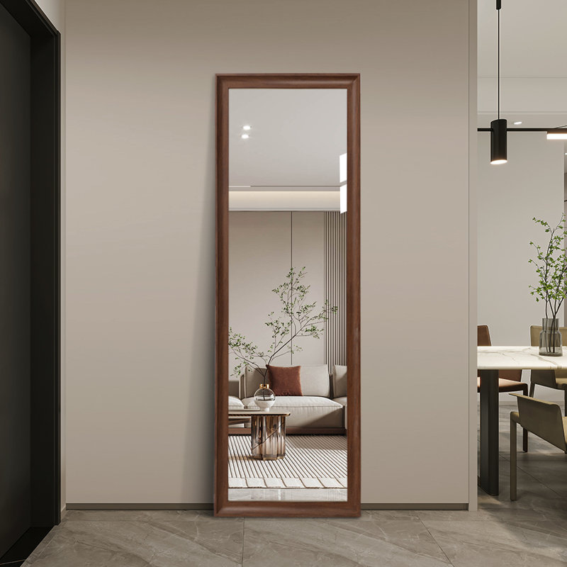 Rustic Full Length Mirror – Wall Mounted or Freestanding, Shatter-Resistant Wooden Frame for Bedroom & Entryway, 64" x 21"