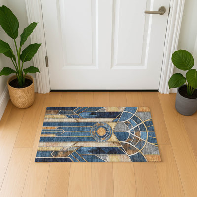 Tapis géométrique de qualité supérieure lavable à la machine Mayfield