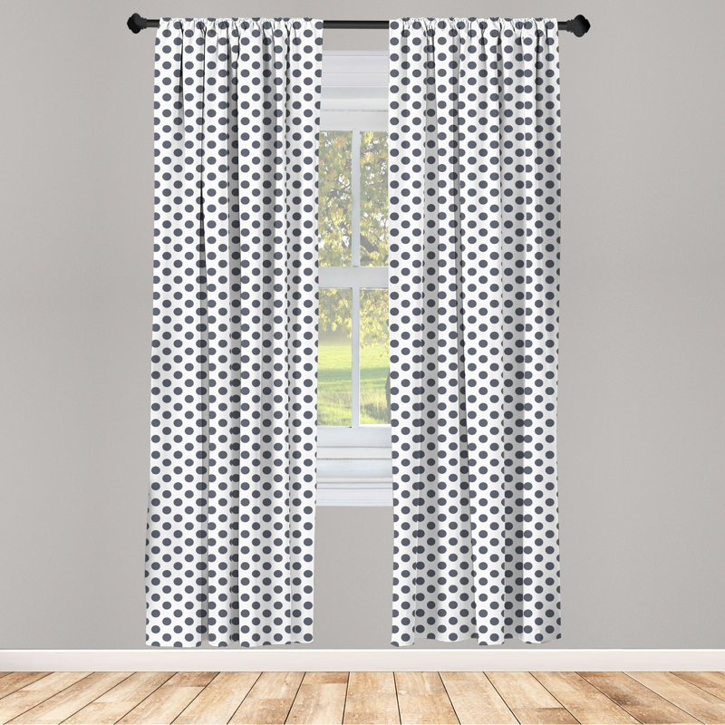 Polka Dot Semi-Sheer Rod Pocket Curtain Panels, 28" x 95"
