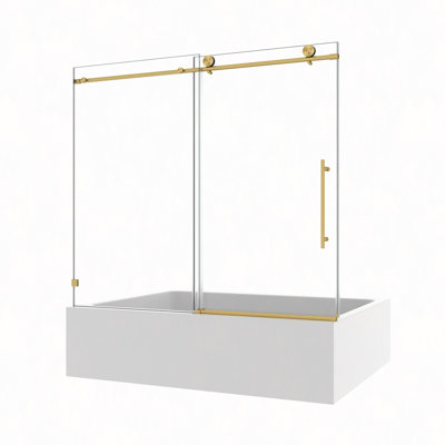 60*63 Frameless One Fixed And One Shifted Shower Door,70MM 304 Stainless Steel Large Pulleys With Adjustable Soft Closing Function,With Nano Easy Cleaning,Stick Explosion-Proof Menbrance