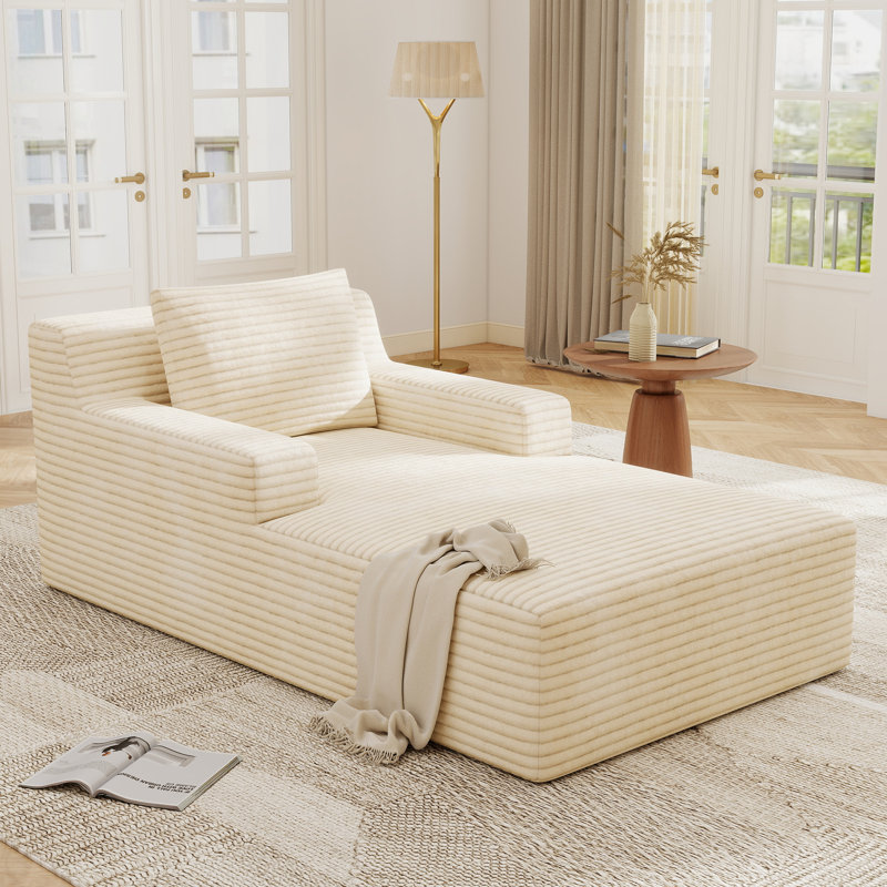 Upholstered Corduroy Accent Chair, Beige Corduroy