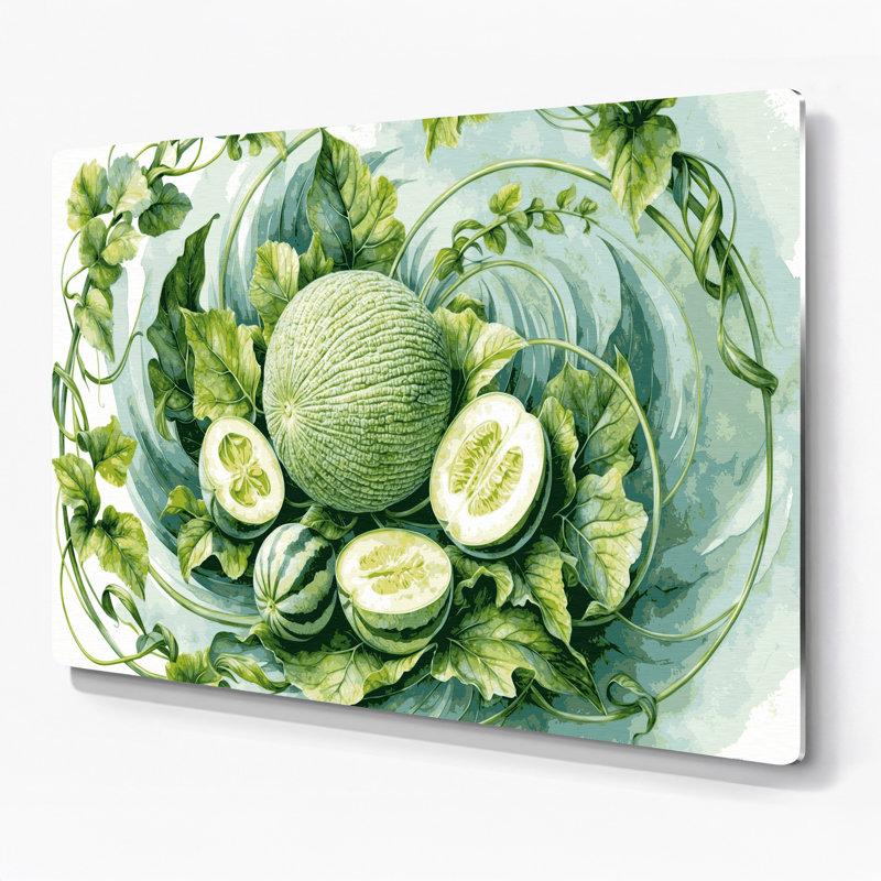 Art mural en métal vert légumes Melon, H 12 po x l 18 po