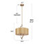 Luminaire suspendu tambour 3 lumières champagne