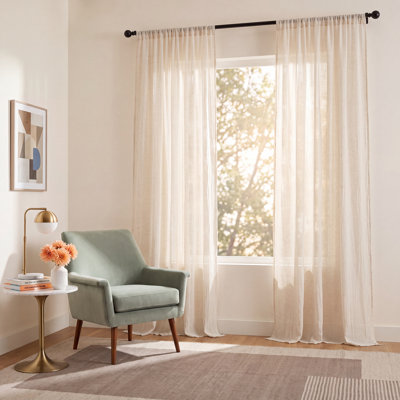 Solid Semi-Sheer Curtain Panels