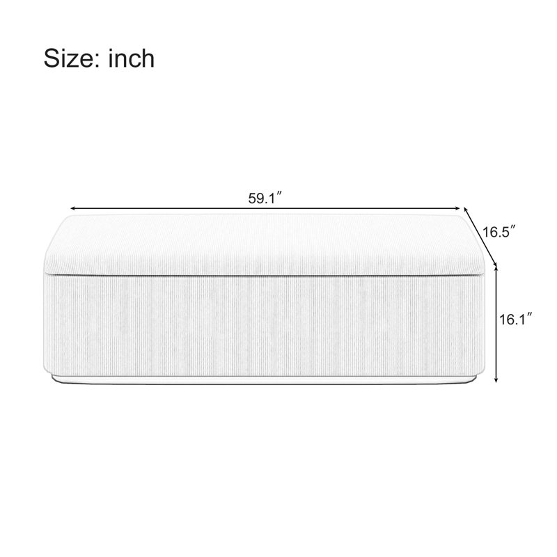 Versatile Corduroy Upholstered Ottoman with Spacious Storage for Home Enhancement