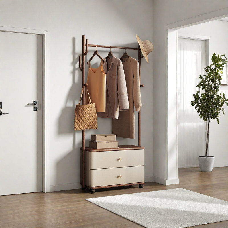 Durable Solid Wood Wardrobe, Walnut