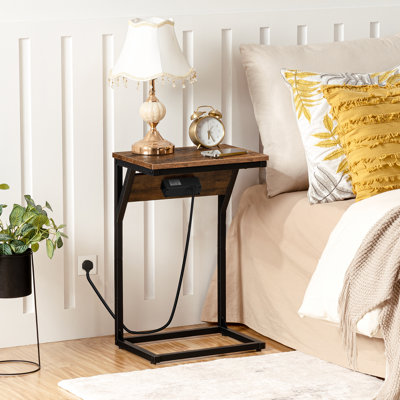 C Table End Table with Built-In Outlets