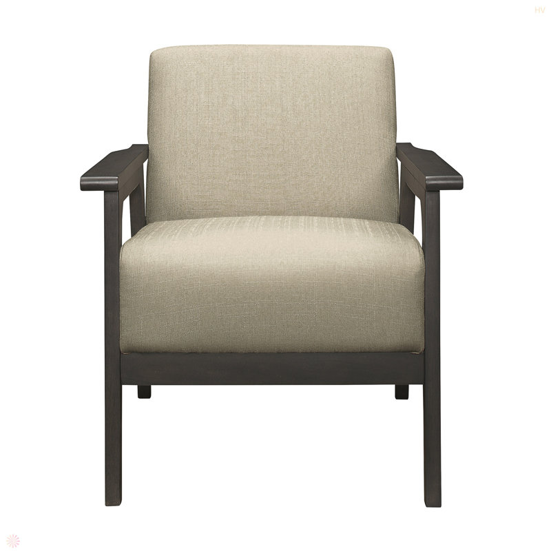 Mobilier de salon en tissu d'ameublement en bois d'hévéa massif gris antique, Tissu brun clair