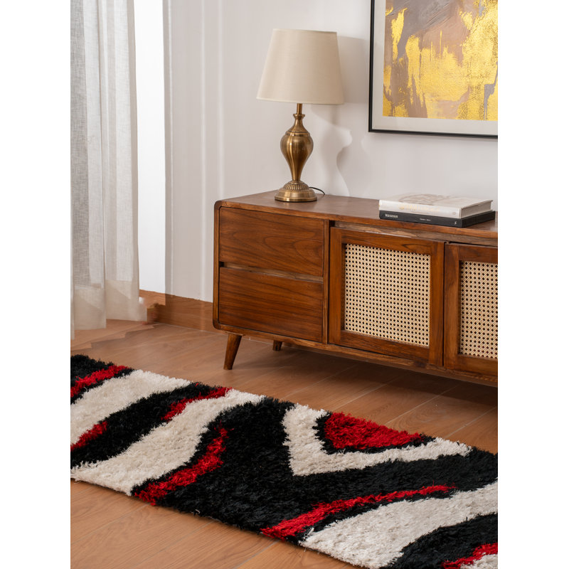 Latravia Hand Tufted Shag Polyester Eco-Friendly Area Rugs - Runner, Multicolor, Contemporary Modern Design, High Pile Thick Handmade Anti Skid Area Rugs for Living Room, Bed Room