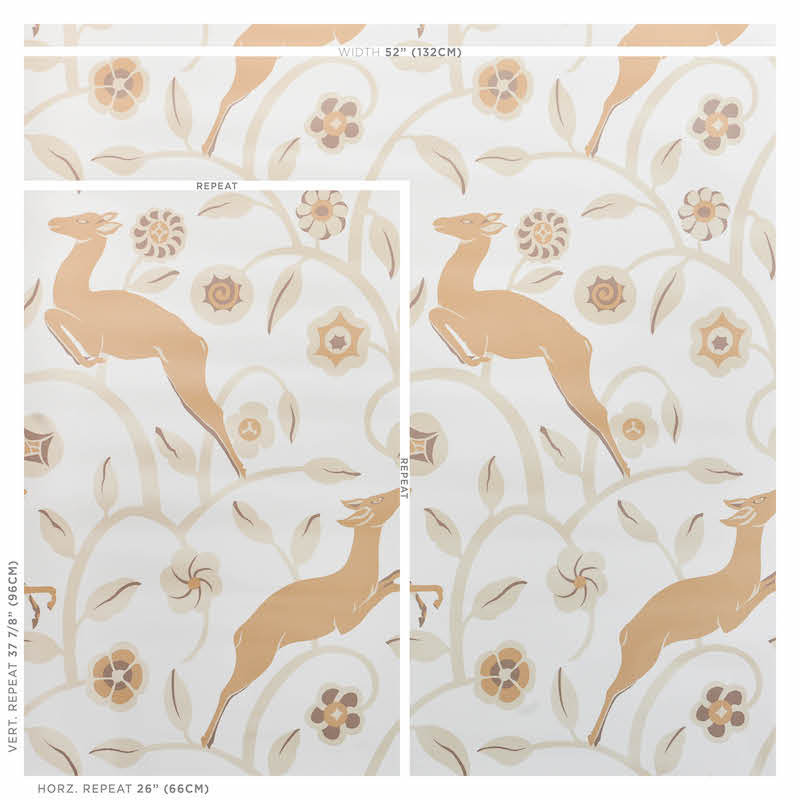 Papier peint vinyle Les Gazelles Au Bois, Naturel