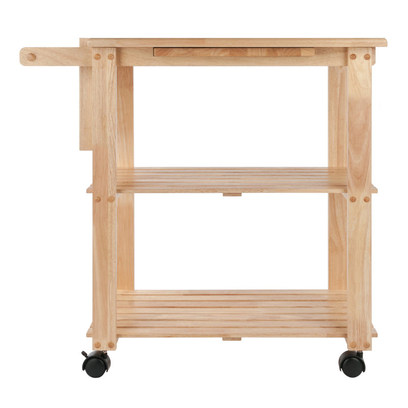 Winsome Natural Wood Kitchen Cart with Wine Rack and Storage