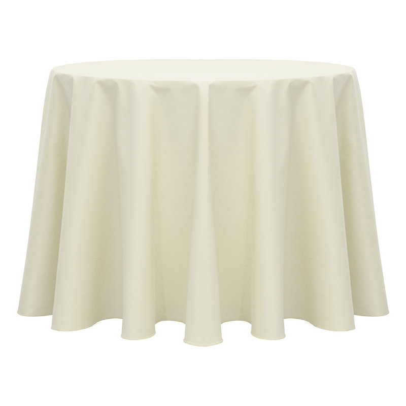Cotton Twill Round Tablecloth, 3, 102" L x 102" W, Ivory