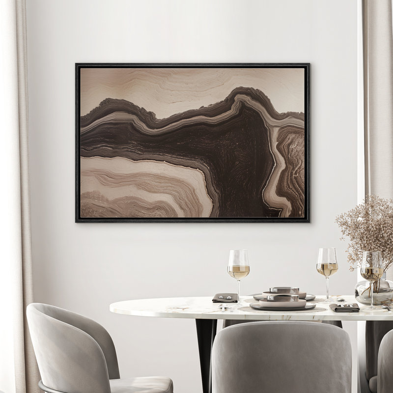 "Neutre agate brune d'inspiration abstraite", H 24 po x l 36 po x P 1,5 po, Noir