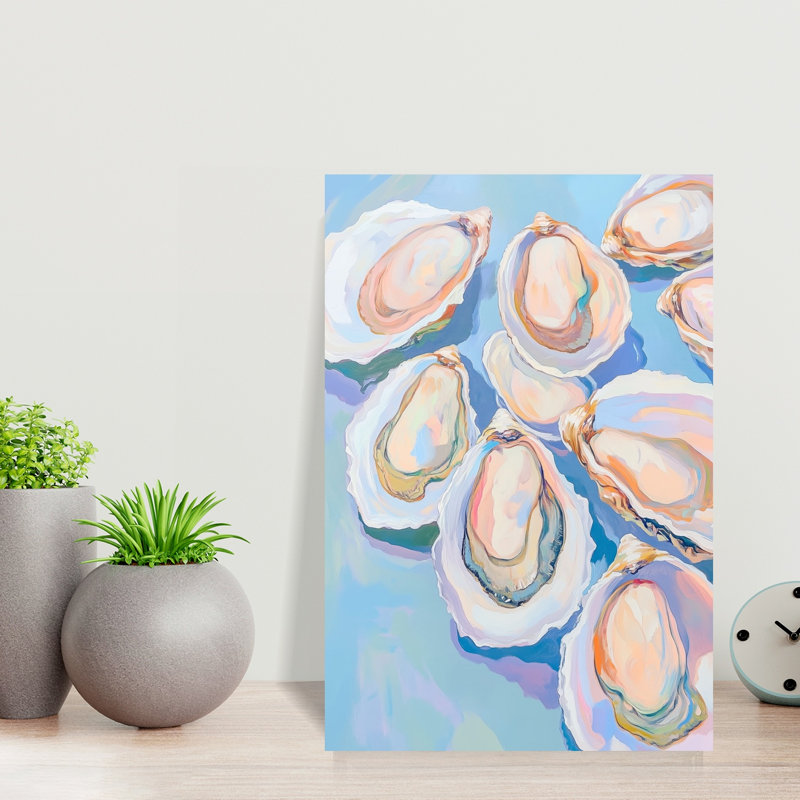 Colorful Oysters Abstract Contemporary Modern Shellfish Coastal Wall Art Print 1 Piece Wrapped Canvas Wall Art