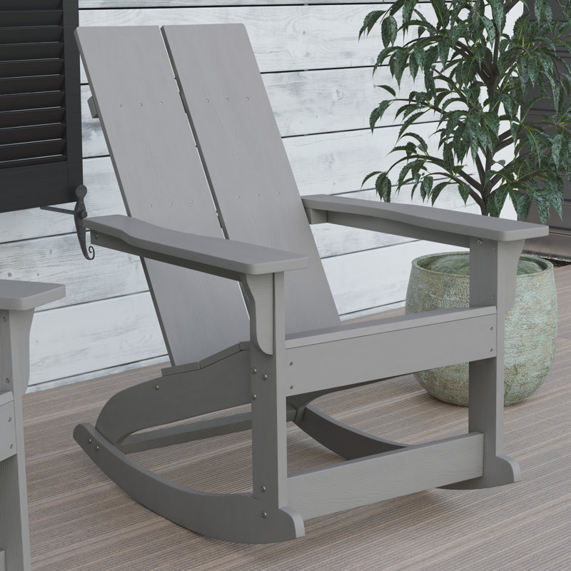 Indoor/Outdoor modern 2-Slat Adirondack Poly Resin Rockers - Set of 2, Gray