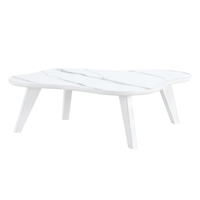 Table basse moderne en marbre blanc imitation moderne. Bureau d'ordinateur en bois massif peint en aérosol, forme de nuage pour vous offrir une nouvelle expérience. W1512P285258