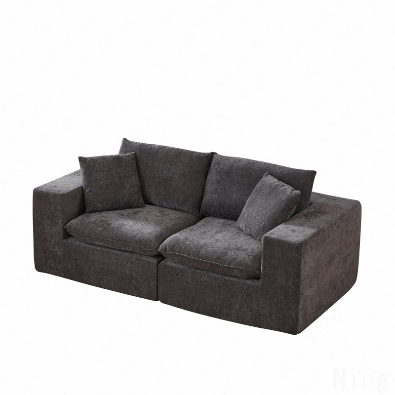Canapé moderne en nuage de chenille, librement combinable, confortable pour s'asseoir, Chenille grise foncée