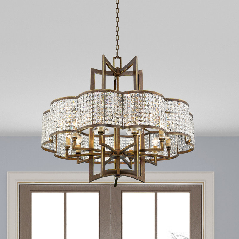 Lustre géométrique à 10 lumières Belisle, Bronze magnifique peint à la main