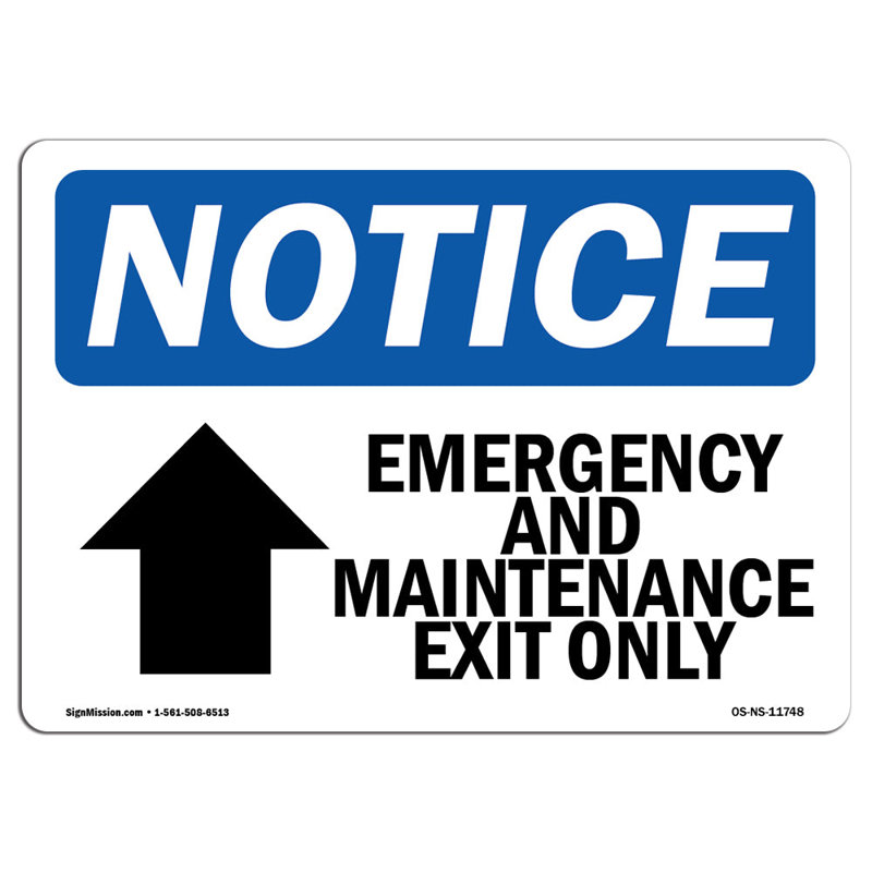 Emergency and Maintenance Exit Sign with Symbol