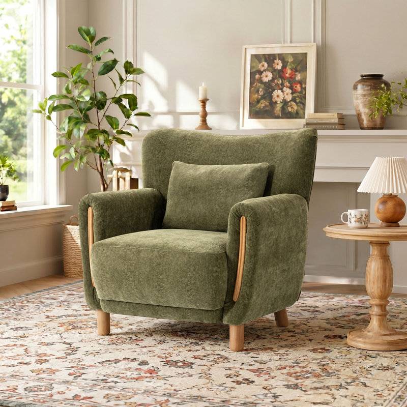 Fauteuil à oreilles en forme de cœur, 1, Green