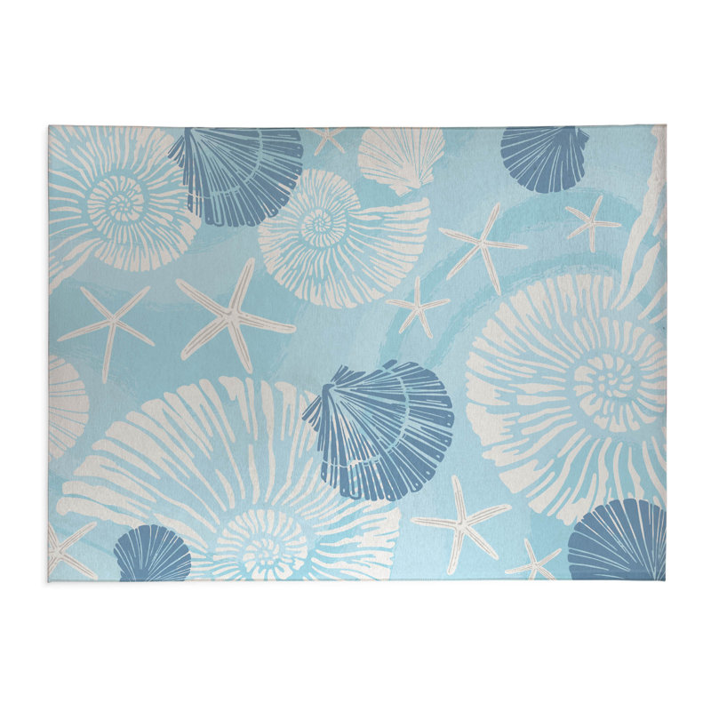 Tapis de cuisine antidérapant Starfish,  Rectangle 5 pi x 7 pi, Bleu