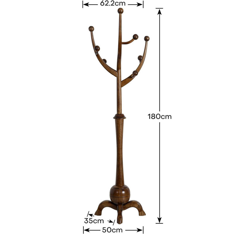 Freestanding 8 - Hook Coat Rack, Walnut Brown