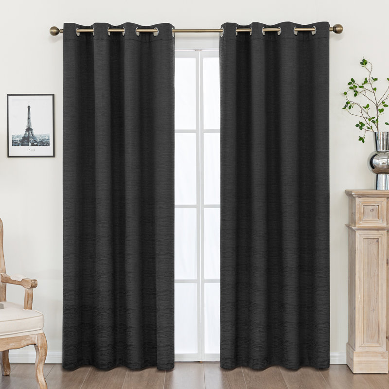 Clesta Cotton Blend Thermal Insulated 100% Blackout Grommet Curtain Pair, 52" W x 84" L, Khaki