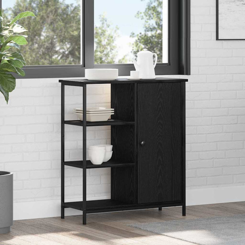 Sideboard 70X30x80 Cm Engineered Wood, Black Oak