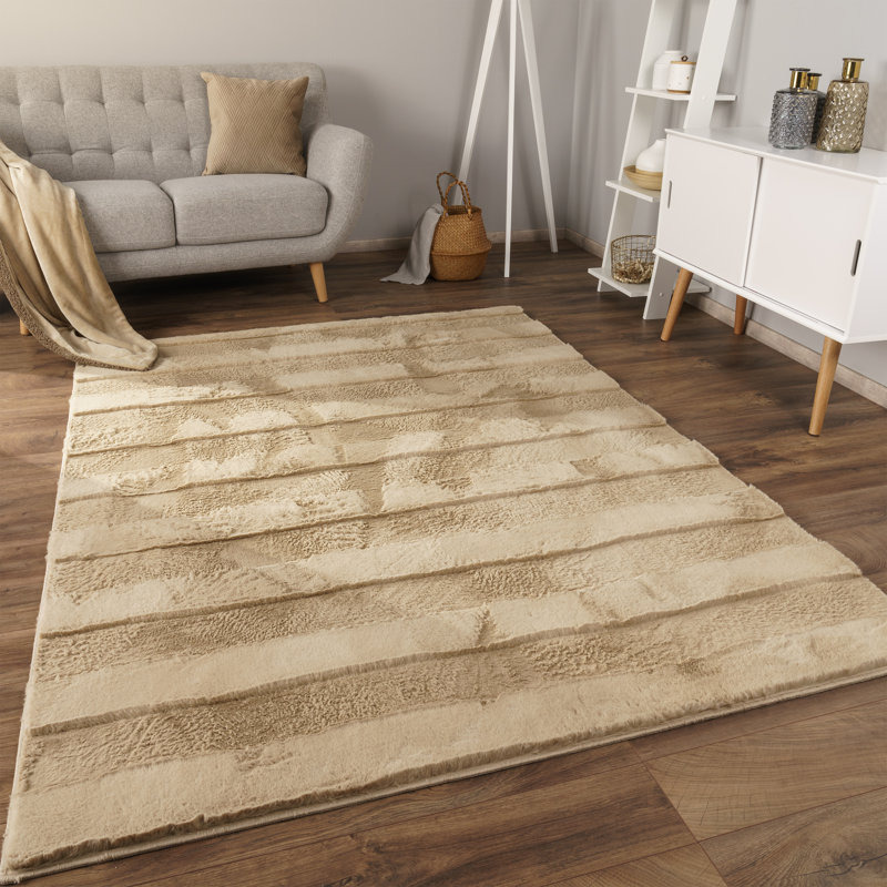 Pranvi Uniform Colour Area Rug, Beige, Rectangular 160cm x 220cm