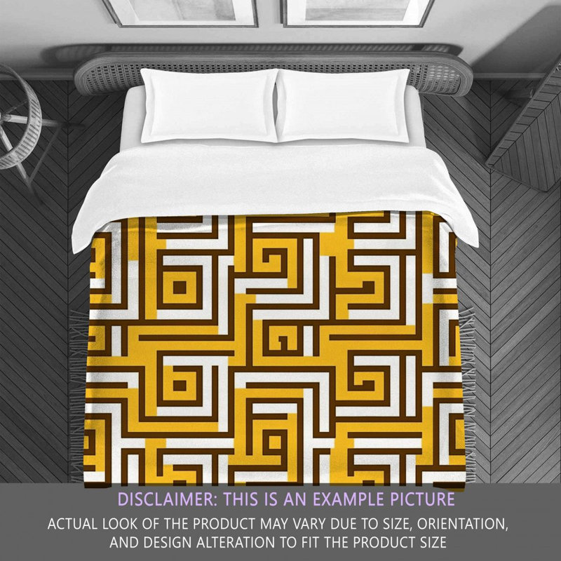 Polyester Comforter, Twin Comforter, Brown/Yellow Geometric