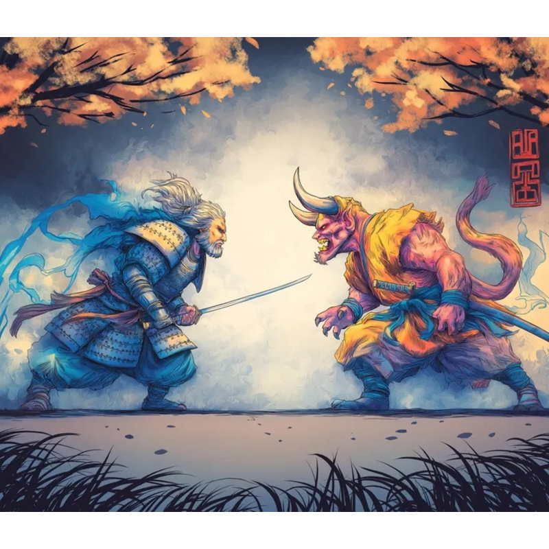 Papier peint Samurai Vs Demon, L 96 po x l 108 po