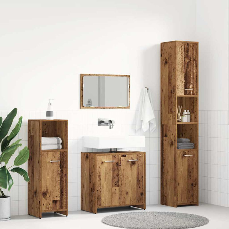 Ermir Bathroom Storage Furniture Set, Old Wood