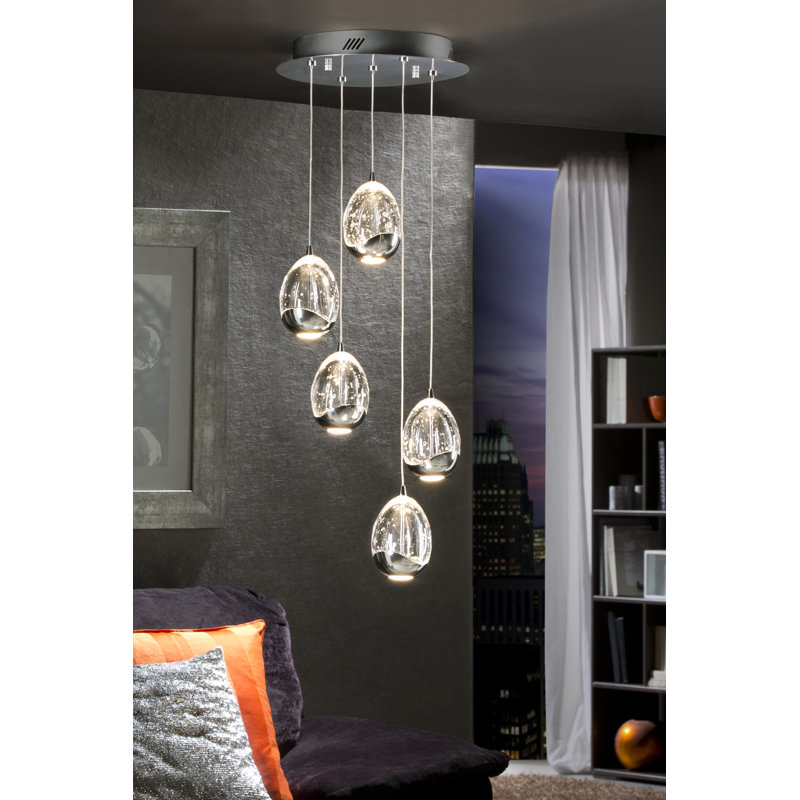 Neher 5 - Light Cluster LED Pendant, Chrome