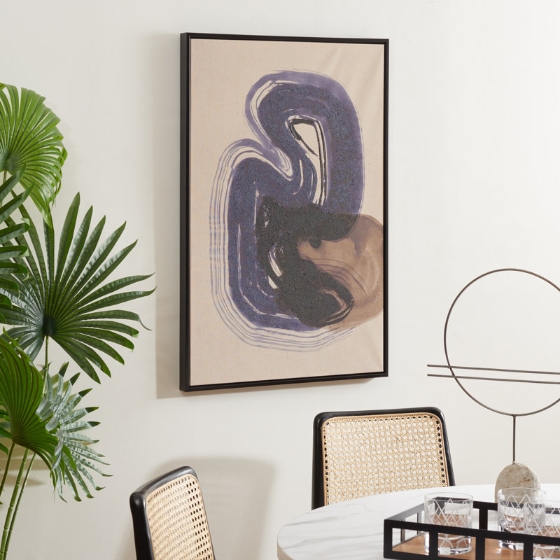 Continuity Abstract Blue and Beige Canvas Wall Art 24" x 36"
