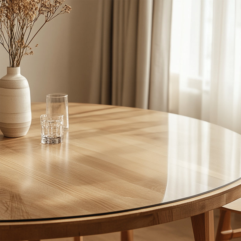Round Clear Dining Coffee Table Mat Protector, 110cm L