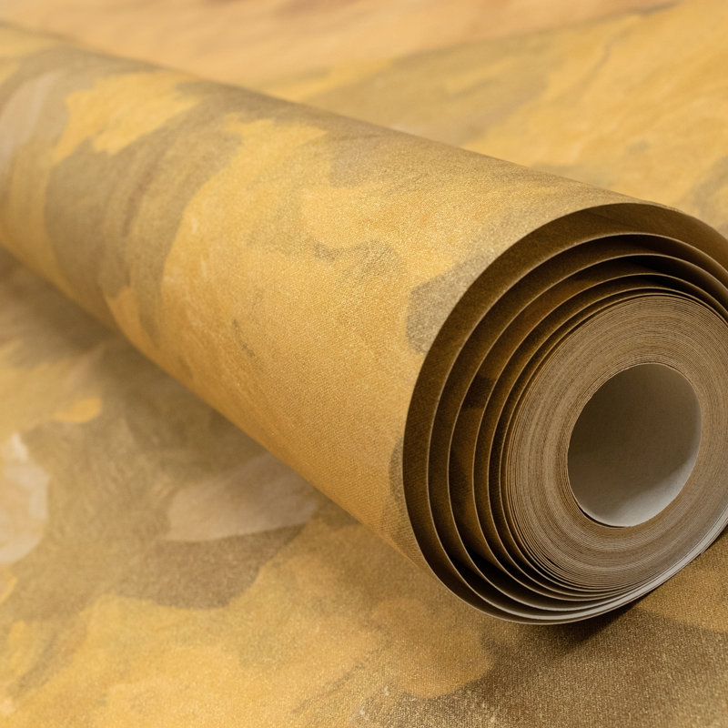 Julie Feels Home Collection Glitter/Shimmer Abstract Plain Paeonia Wallpaper Roll, Gold/Brown