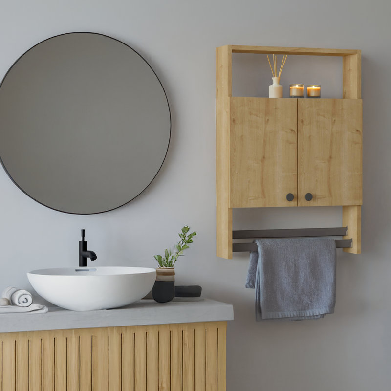 Flush Mount Bathroom Cabinet With Towel Holder