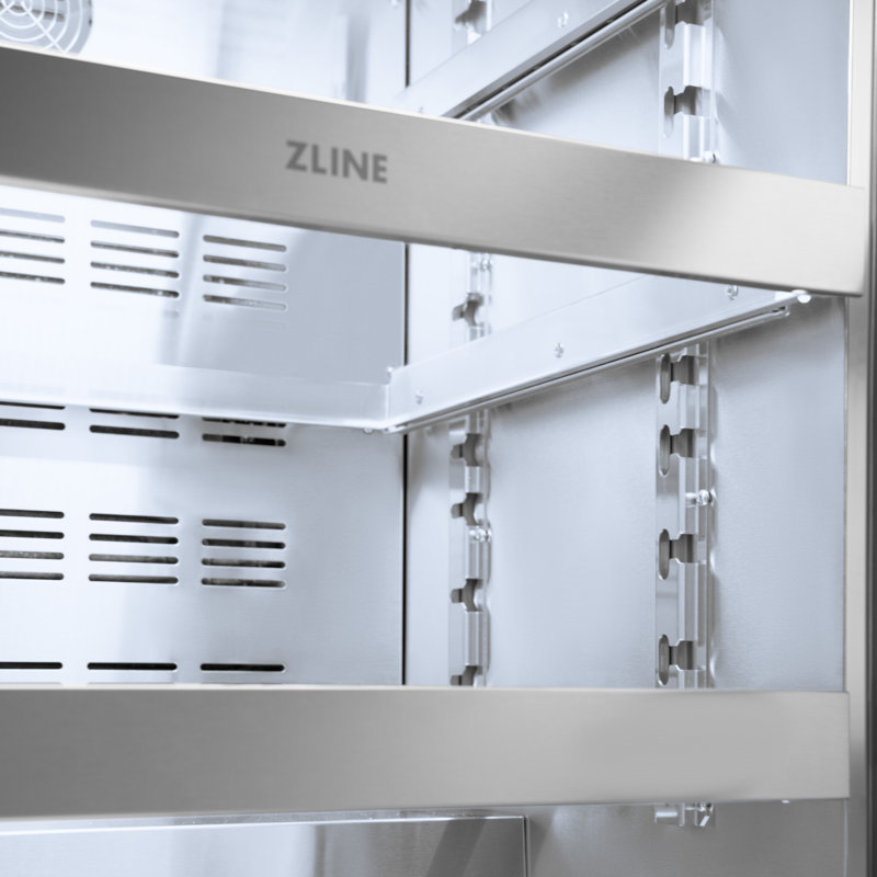 ZLINE Edition 24" Touchstone Fridge w/ DuraSnow Glass Door & Gold Handle, White Matte/Champagne Bronze