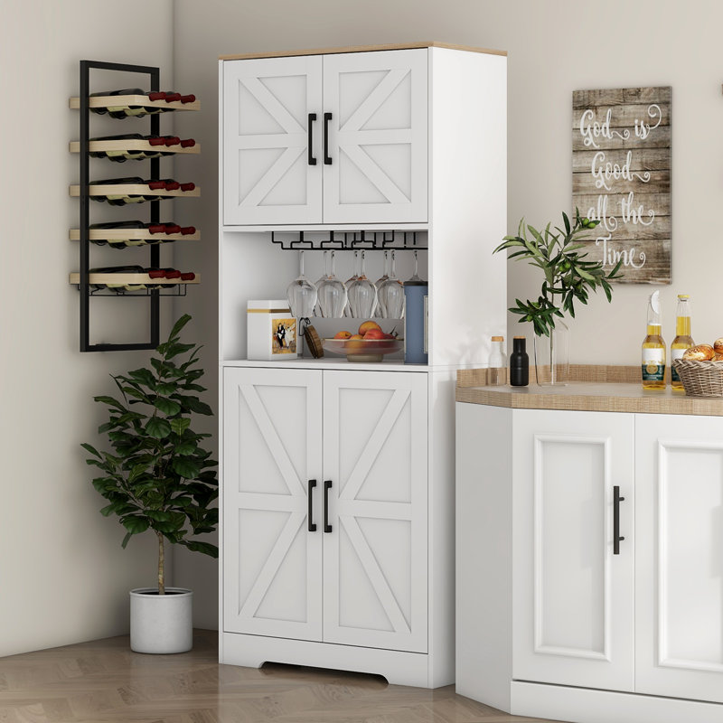 Armoire de rangement de cuisine avec comptoir pour four à micro-ondes, Blanc