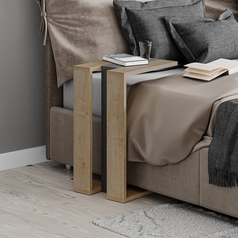 Madelyn Modern Compact C Shape Side Table, Oak/Anthracite