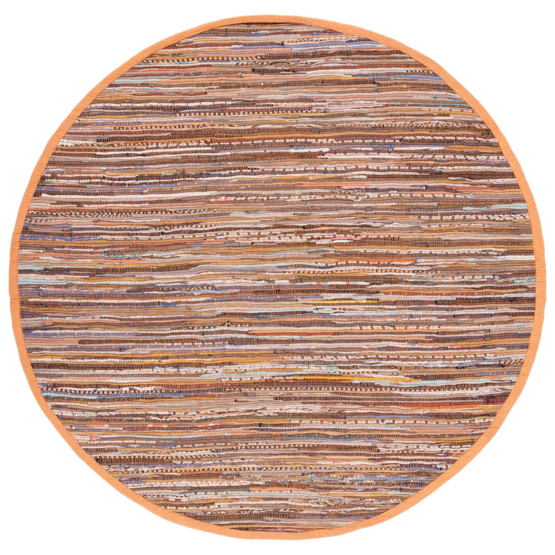 Desimone Rug Hand Woven Cotton Striped Rug, Round 6'