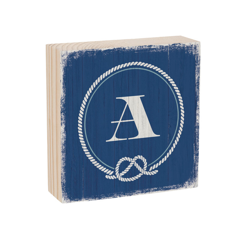 Coastal Wooden Plock Monogram Nautical 6" A