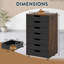  Commode de rangement en bois à 7 tiroirs avec roulettes verrouillables, rangement compact pour chambre ou bureau, brun rustique-612250993