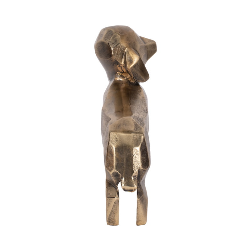 13'' Gold Geometric Metal Dog Figurine