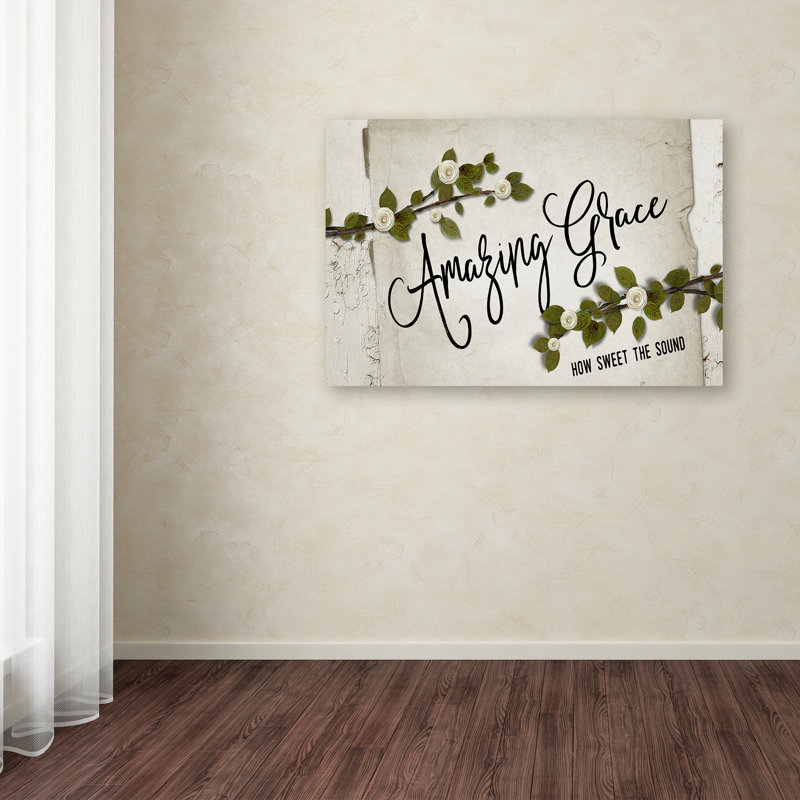 «Amazing Grace Floral», art textuel sur toile, H 12 po x l 19 po