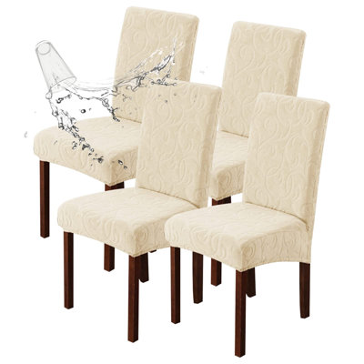Waterproof Dining Room Chair Covers Stretch Parsons Chair Slipcovers For Dining Room Kitchen Chair Protector Cover, Removable, Washable (4, Flower Pattern)