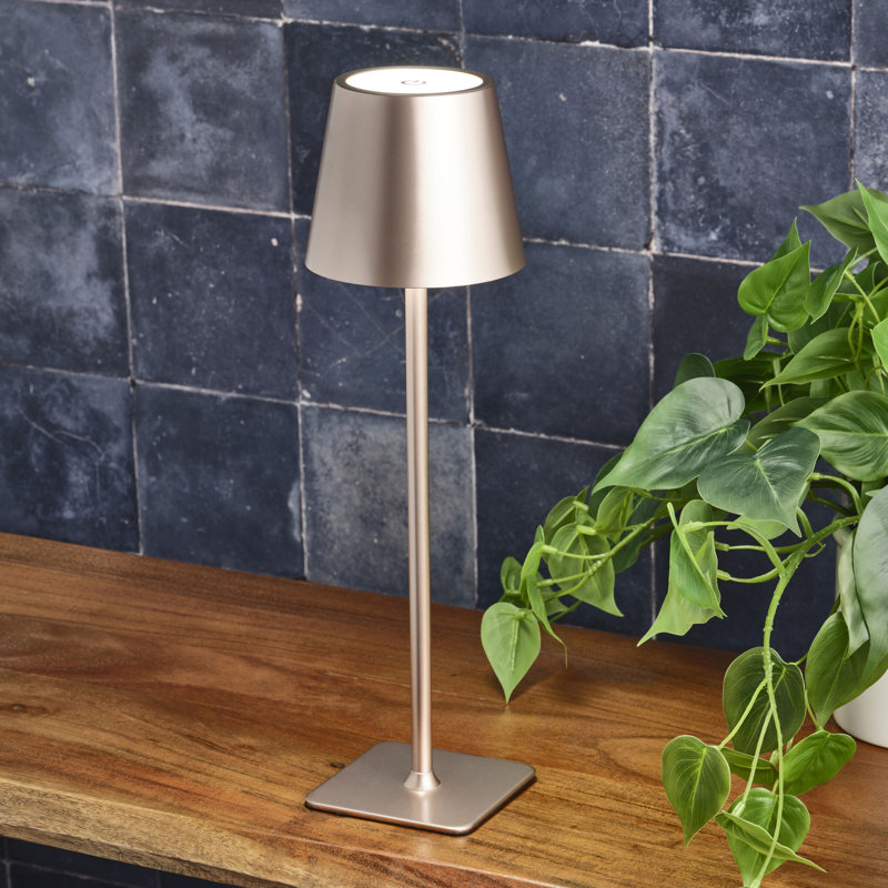 LED Rechargeable Lamp with A-line Shade, 15 Inch, Pink, 14.76" H x 4.29" W x 4.29" D