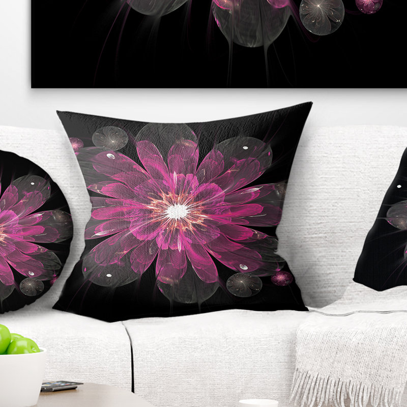 Coussin floral à fleur brillante, 18 po x 18 po, Coussin décoratif