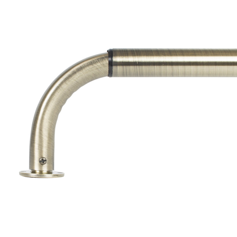 Aariel Adjustable 1" Single Curtain Rod, Antique Brass, 52"-96"
